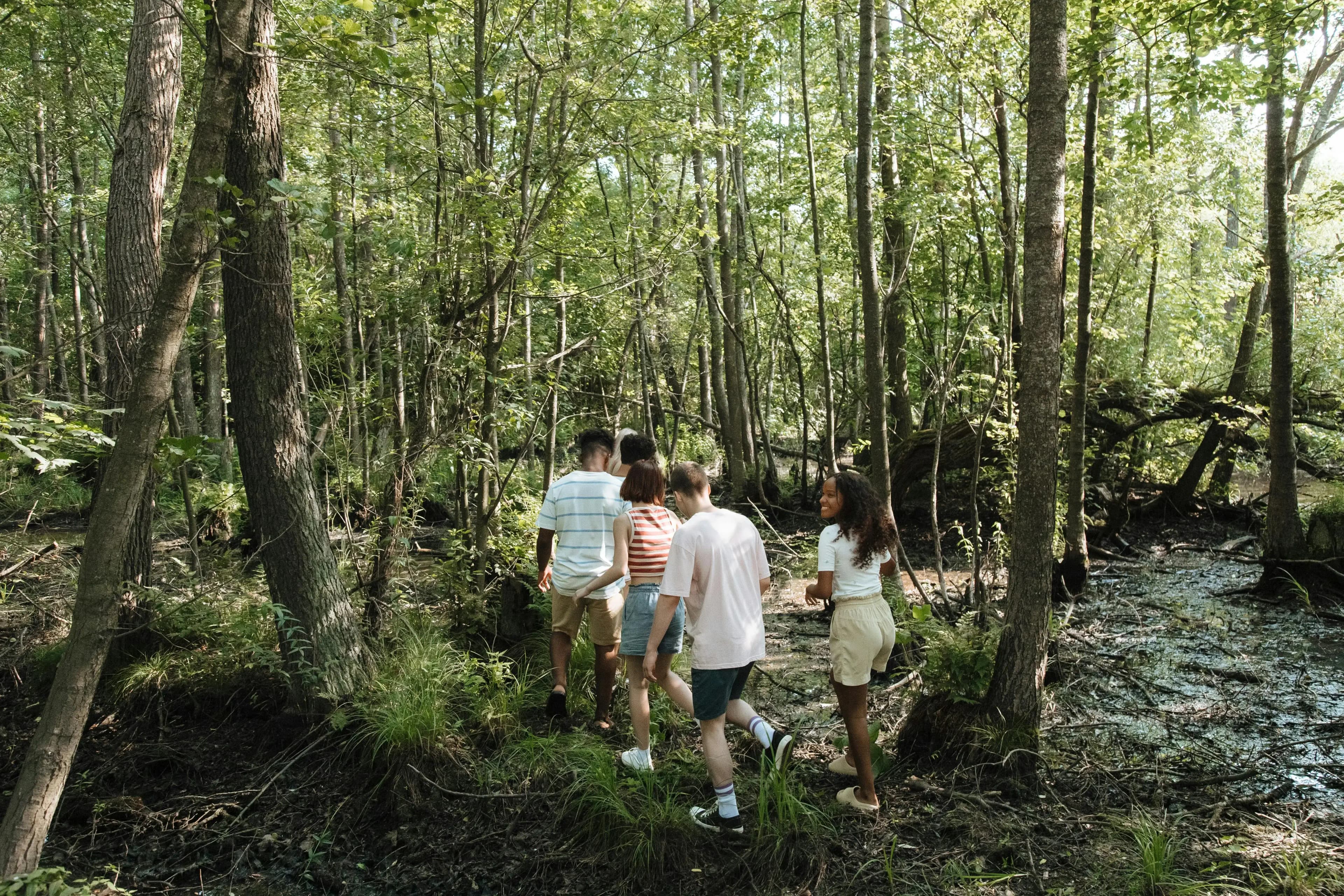 Groupe de personnes explorant en plein air